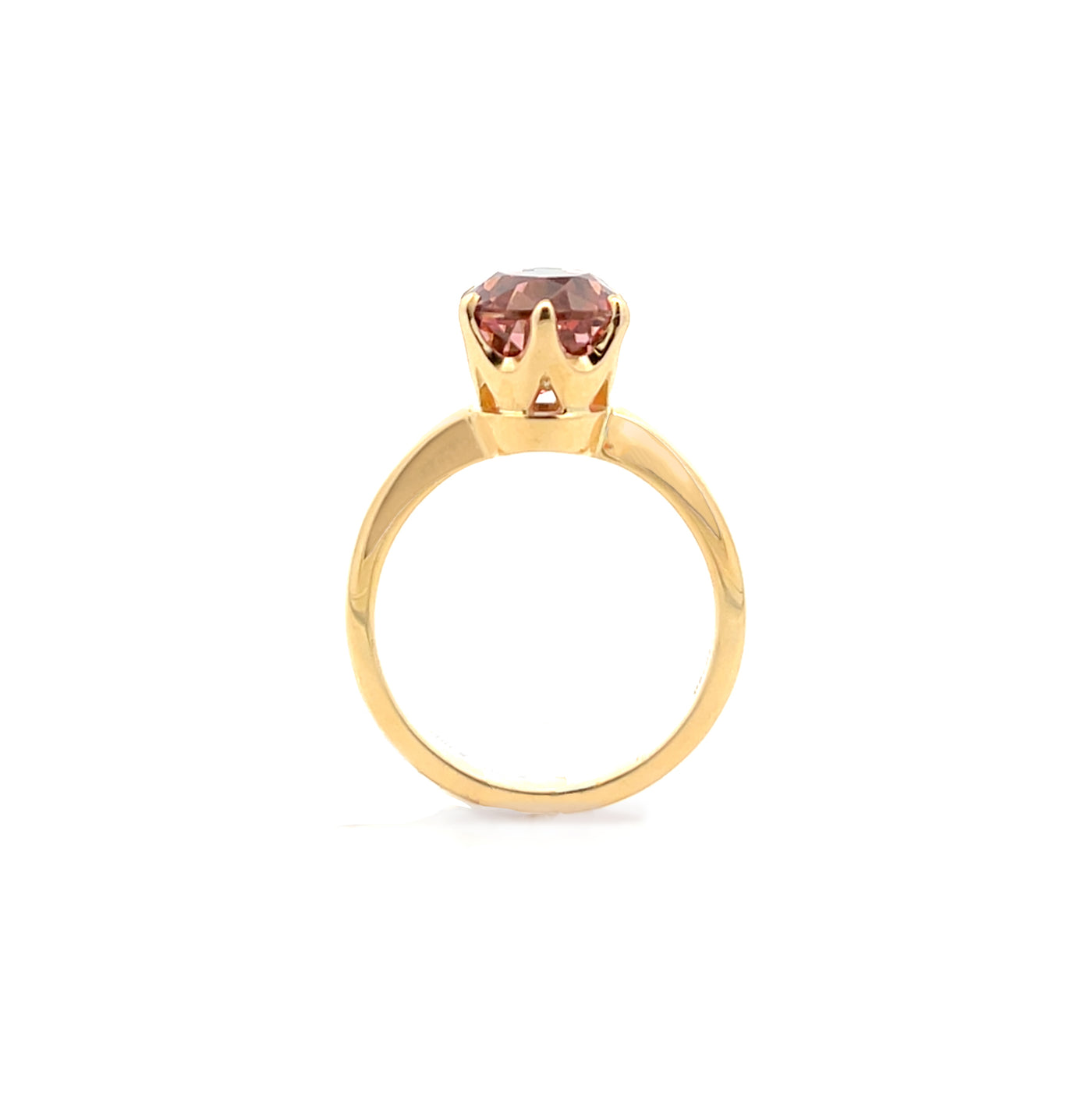 Round Pink Tourmaline Solitaire Ring in Yellow Gold | 3.40ct