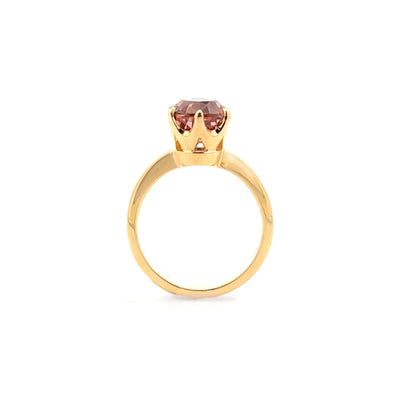 Round Pink Tourmaline Solitaire Ring in Yellow Gold | 3.40ct