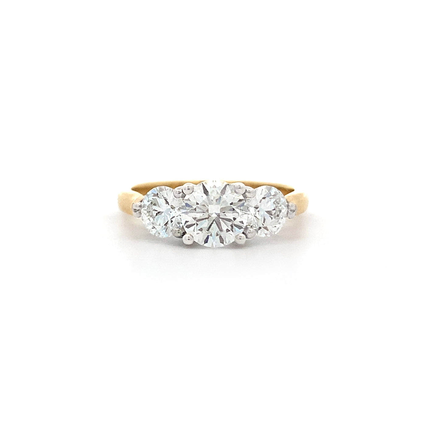 Entwine: Brilliant Cut Diamond Three Stone Ring in Yellow Gold | 1.64ctw
