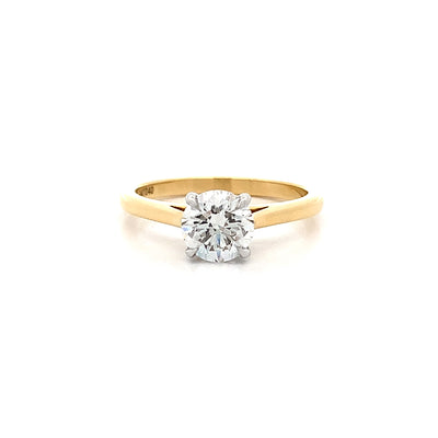Alice: Brilliant Cut Diamond Solitaire Ring in Yellow Gold | 1.01ct G SI1