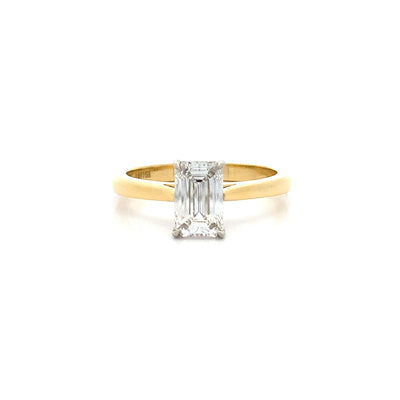 Alice: Emerald Cut Diamond Solitaire Ring in Yellow Gold | 1.0ct H VS1