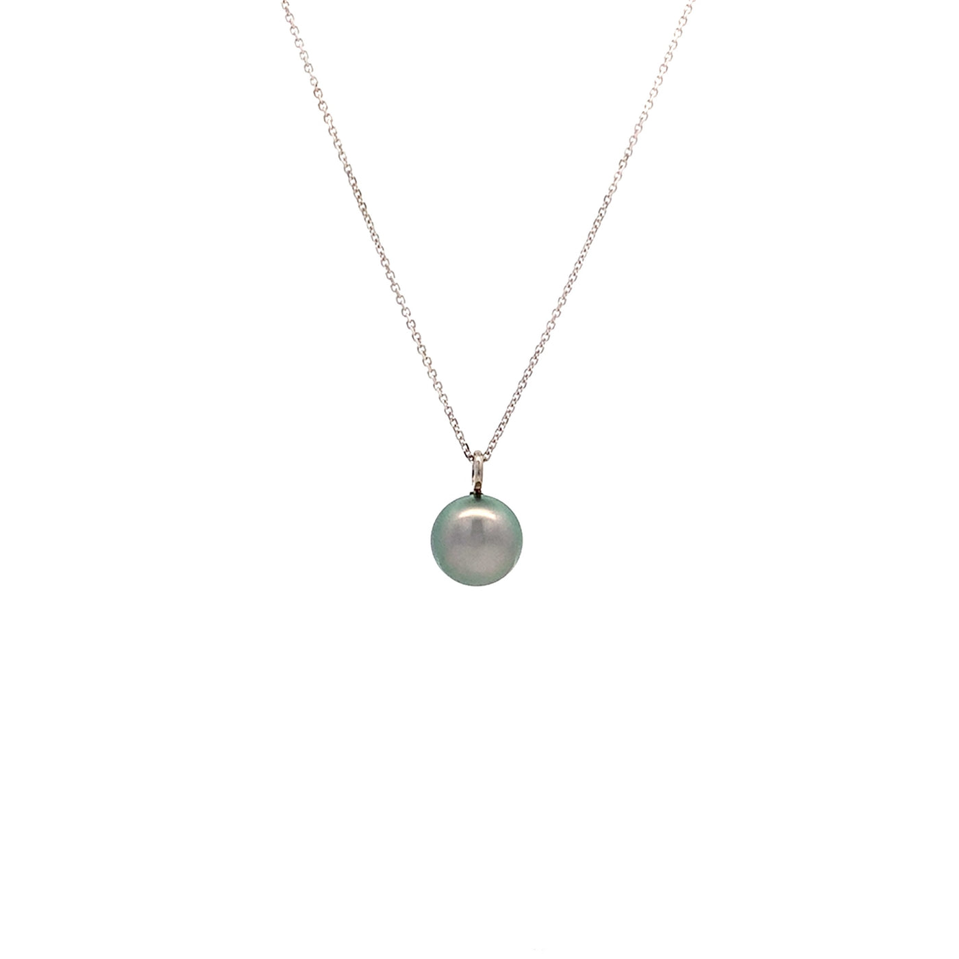Tahitian Black Pearl Pendant in White Gold
