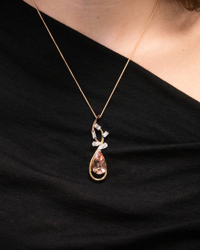 Morganite and Diamond Cluster Pendant | 7.42ct
