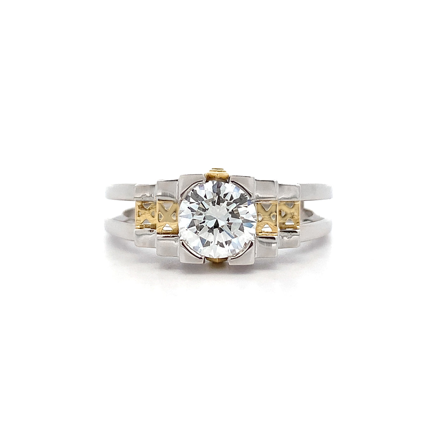 Empire: Brilliant Cut Diamond Solitaire Ring in White and Yellow Gold |  1.00ct 
