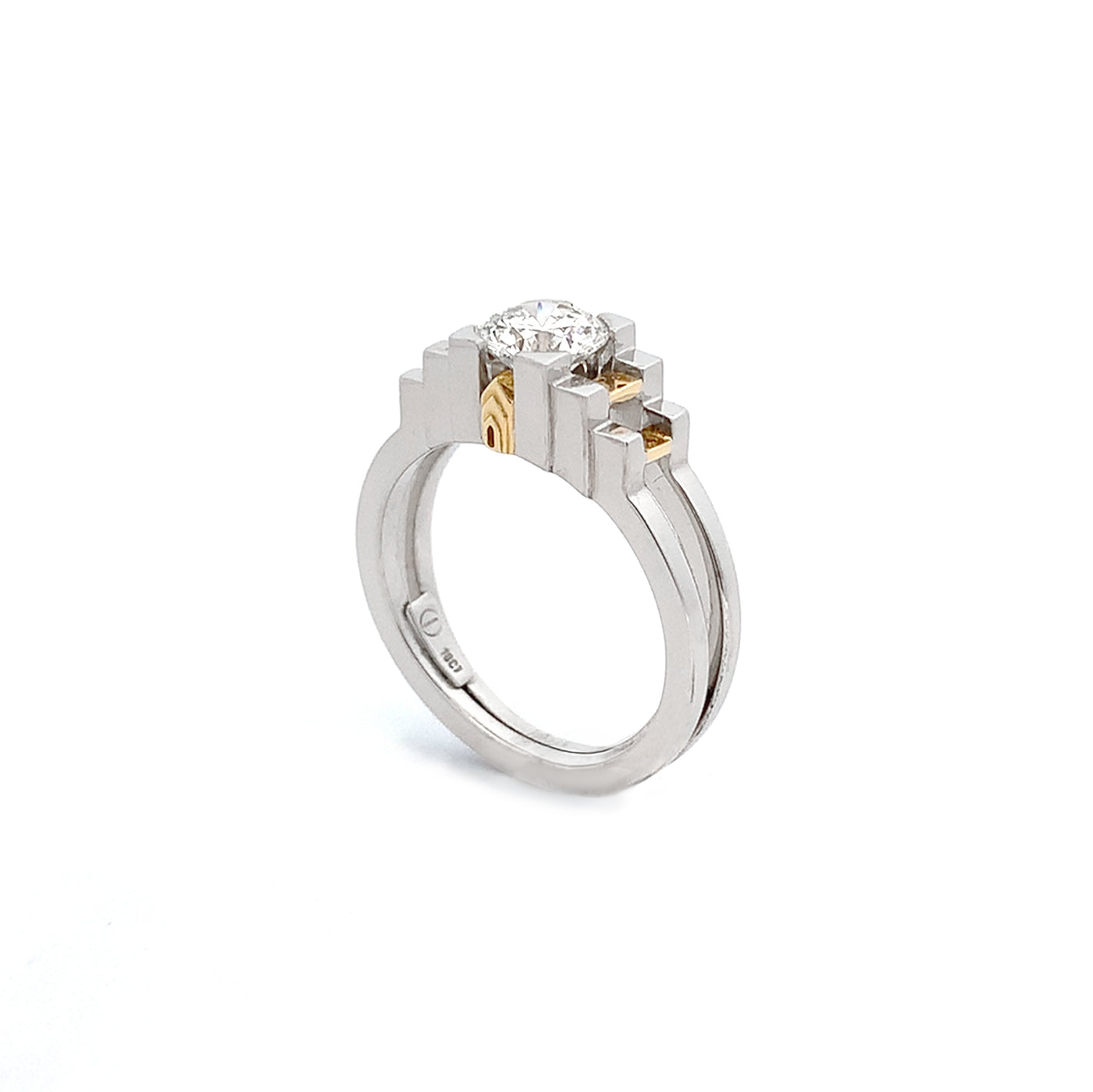 Empire: Brilliant Cut Diamond Solitaire Ring in White and Yellow Gold | 1.00ct