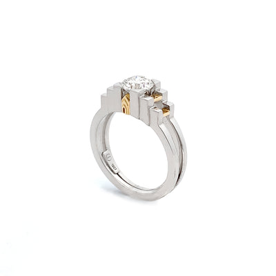 Empire: Brilliant Cut Diamond Solitaire Ring in White and Yellow Gold | 1.00ct
