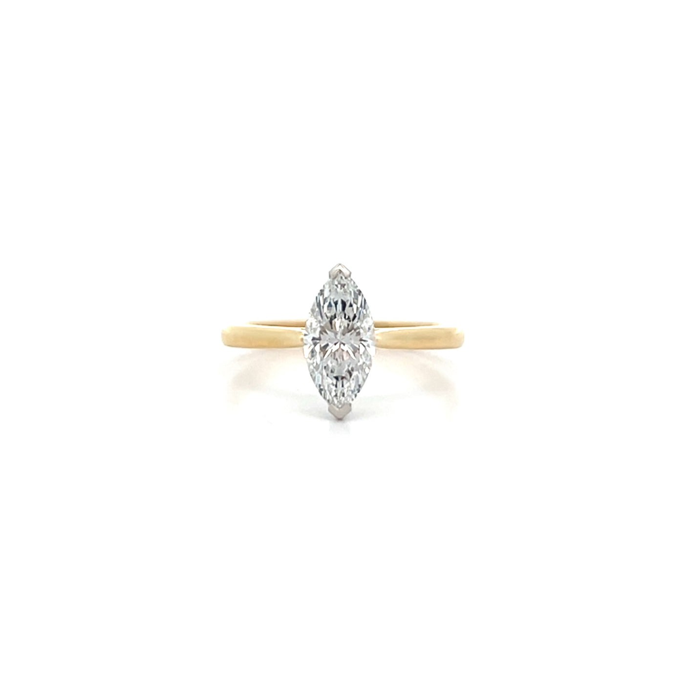 Alice: Marquise Cut Diamond Solitaire Ring in Yellow Gold | 1.21ct D VVS1
