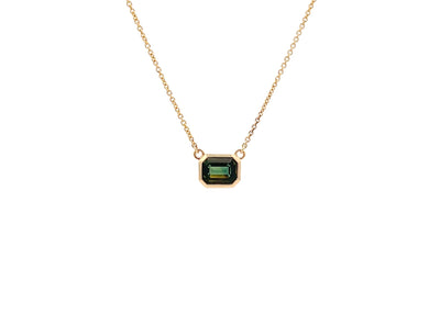 Green Sapphire Bezel Set Pendant in Yellow Gold | 1.87ct