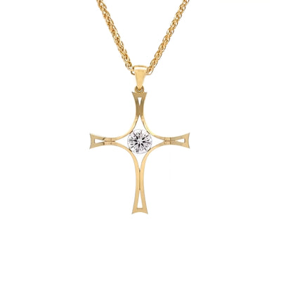 1 carat Floeting® Diamond Crucifix Pendant in 18ct Yellow Gold by The Village Goldsmith