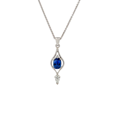 Cushion Cut Sapphire and Diamond Pendant in Platinum | 2.00ctw