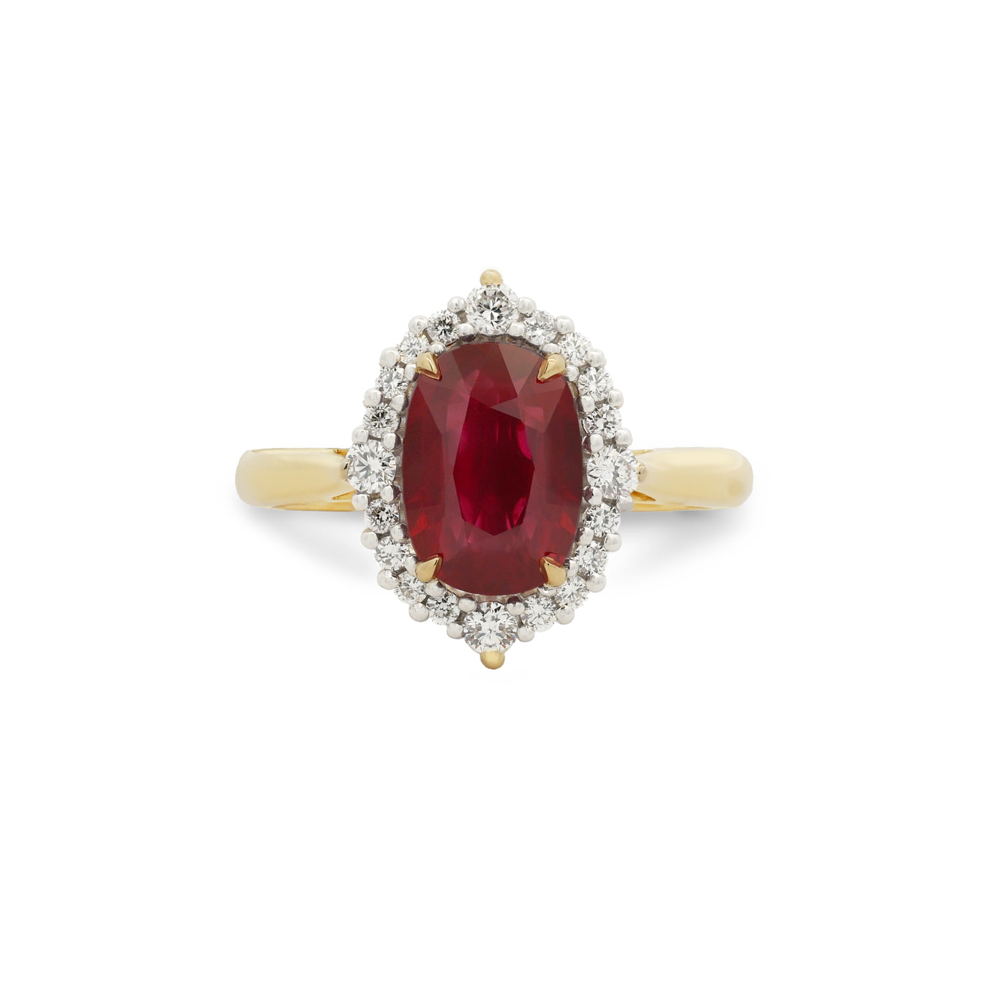 Dynasty: Ruby and Diamond Halo Ring | 2.58ctw
