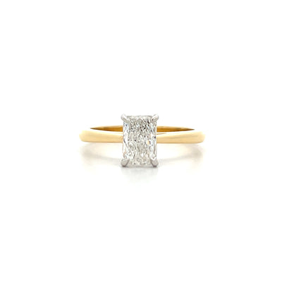 Radiant Cut Diamond Solitaire Ring with Detailed Basket in Yellow Gold | 0.90ct G VS1
