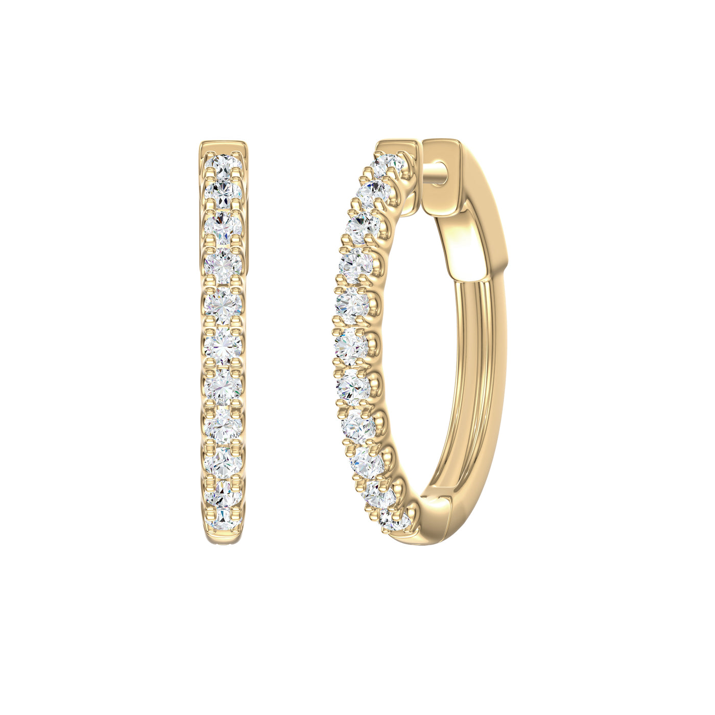 Scallop Set Diamond Hoop Earrings in Gold | 1.00ctw