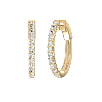 Scallop Set Diamond Hoop Earrings in Gold | 1.00ctw
