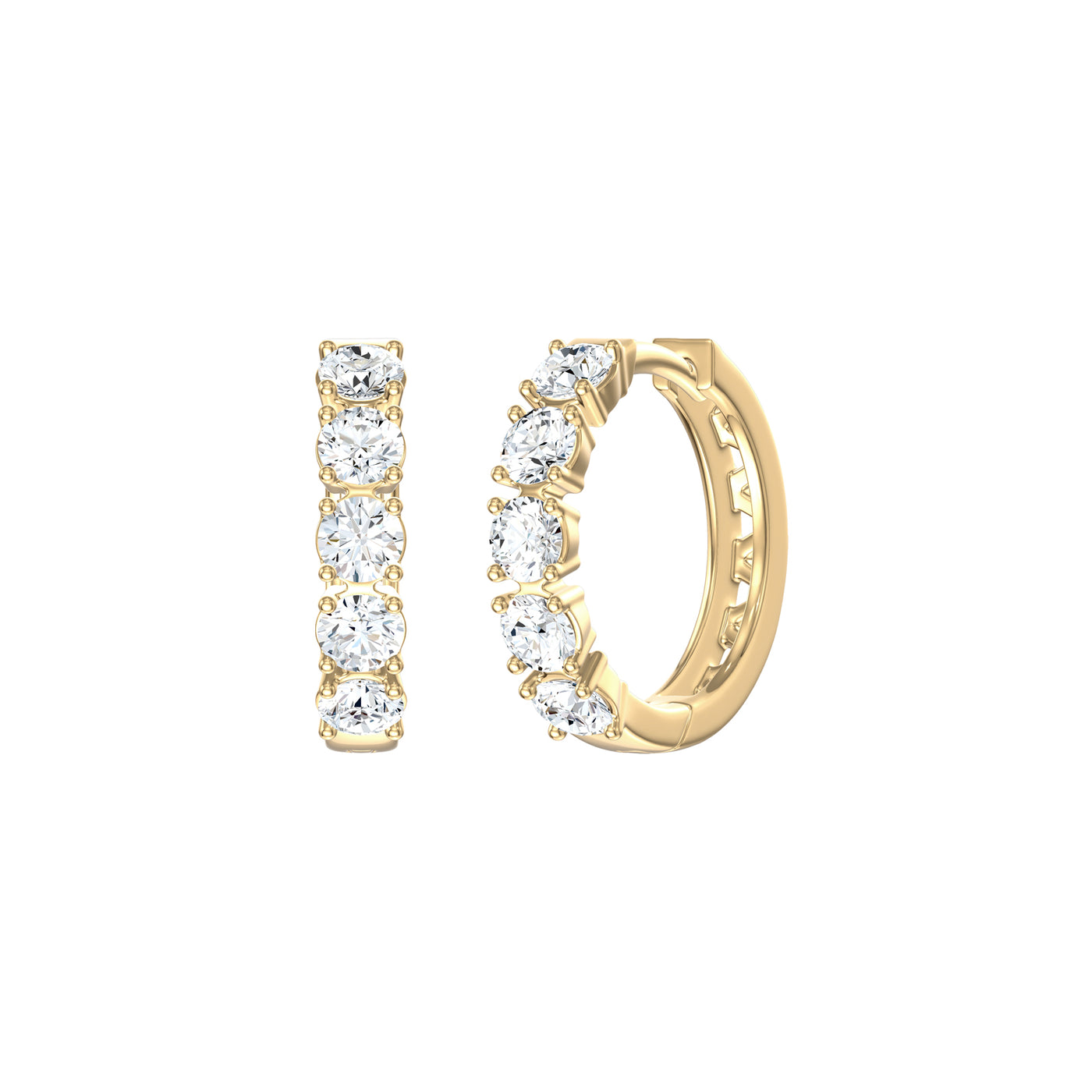 Claw Set Brilliant Cut Diamond Huggie Earrings in Gold | 1.13ctw
