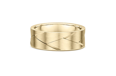 Carved Woven Pattern Brushed Finish Band in Yellow Gold