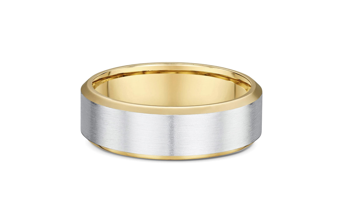 Bevel Edge Band in Two Tone Gold