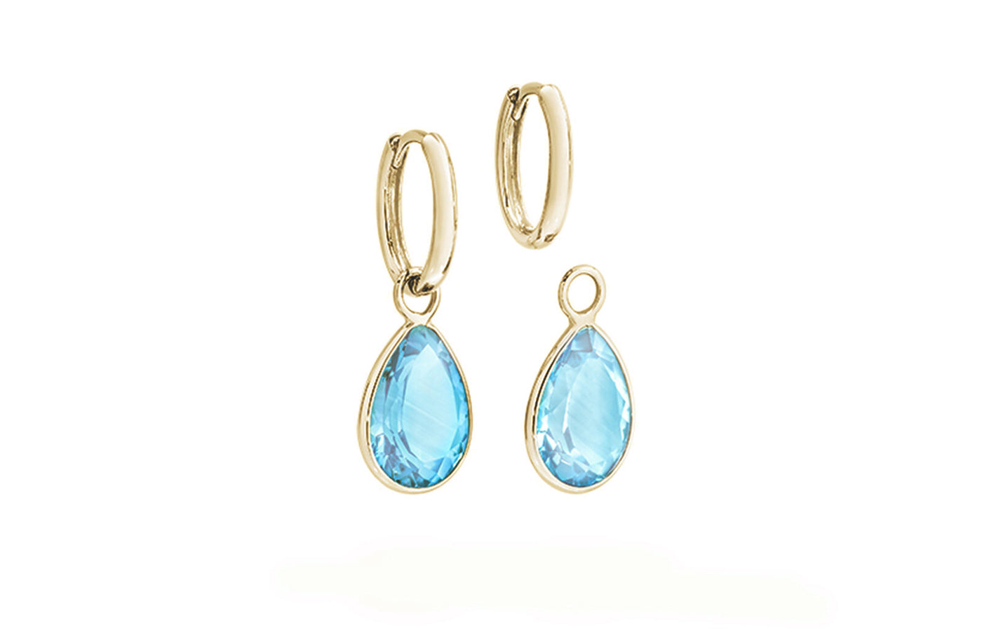 Blue Topaz Charm Huggie Earrings in Gold | 9.90ctw