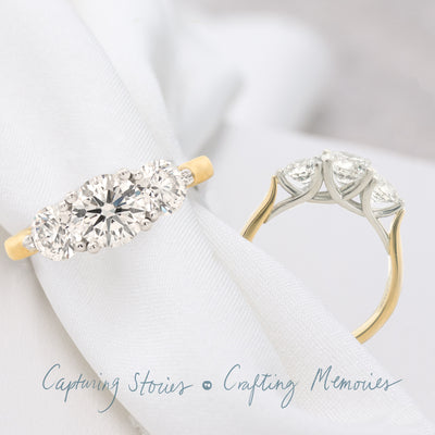 Entwine: Brilliant Cut Diamond Three Stone Ring in Yellow Gold | 1.64ctw
