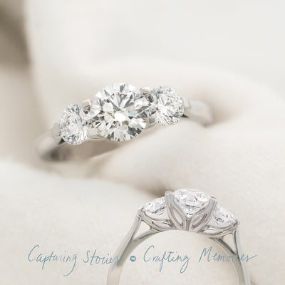 Lotus: Brilliant Cut Diamond Three Stone Ring in Platinum | 1.50ctw
