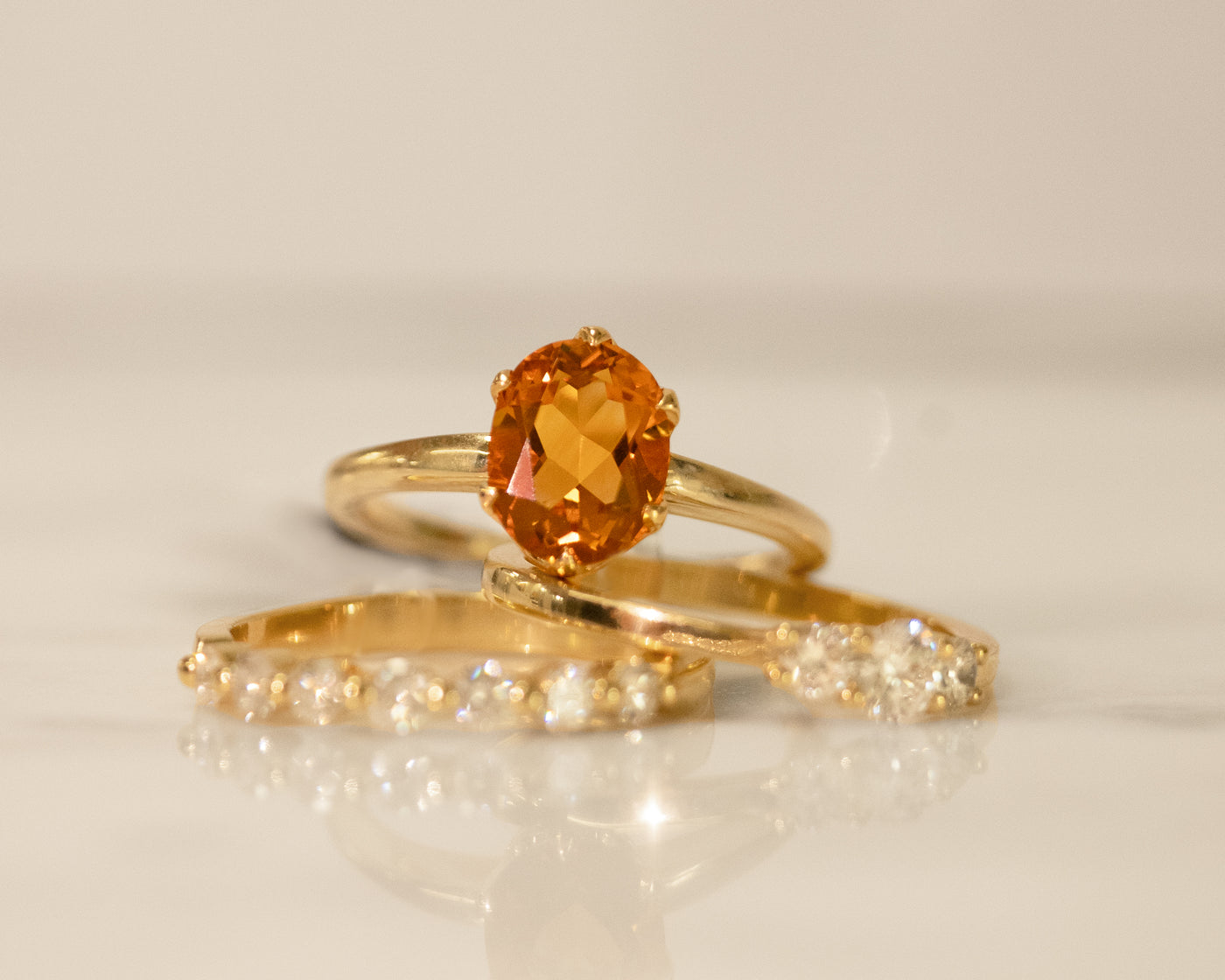 Oval Cut Citrine Solitaire Ring in Yellow Gold | 1.72