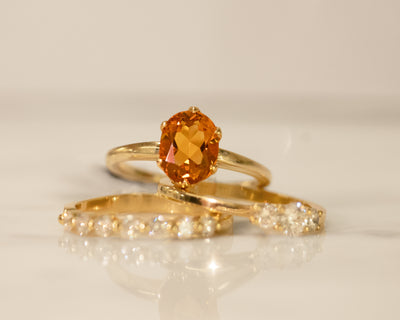 Oval Cut Citrine Solitaire Ring in Yellow Gold | 1.72