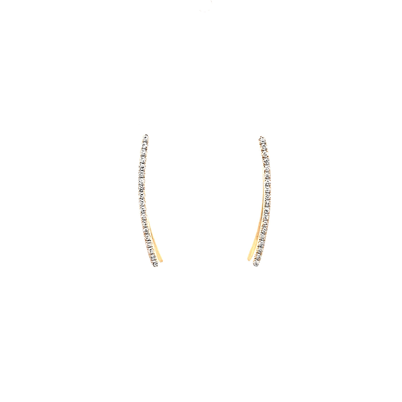 Diamond Set Wave Drop Earrings in Yellow Gold | 0.12ctw