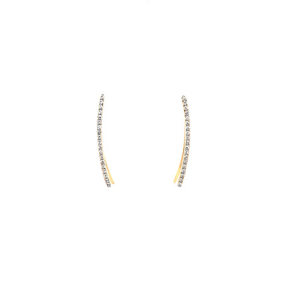 Diamond Set Wave Drop Earrings in Yellow Gold | 0.12ctw