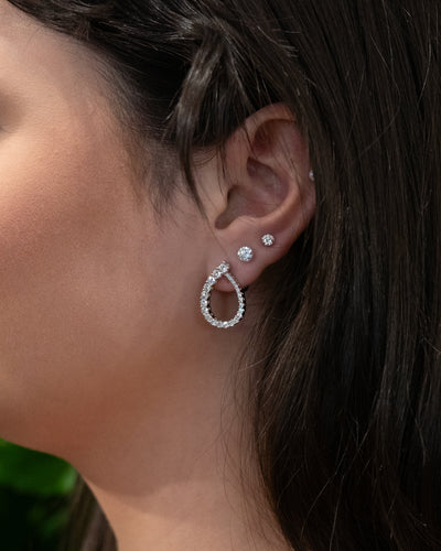 Tapered Diamond Set Loop Earrings with Floeting® Diamond Stud Earrings