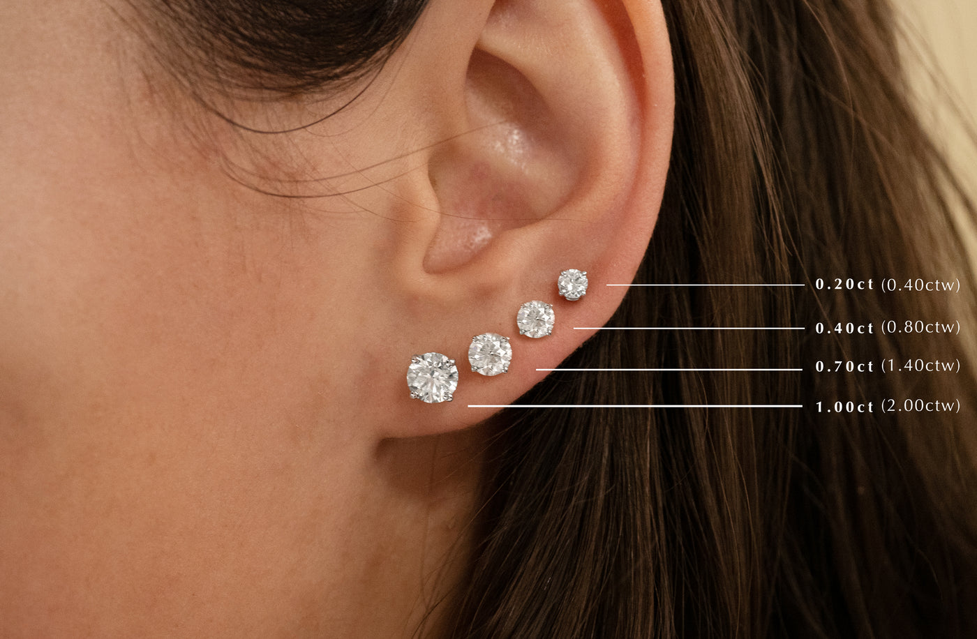 Brilliant Cut Diamond Claw Set Stud Earrings in White Gold | 0.90ctw