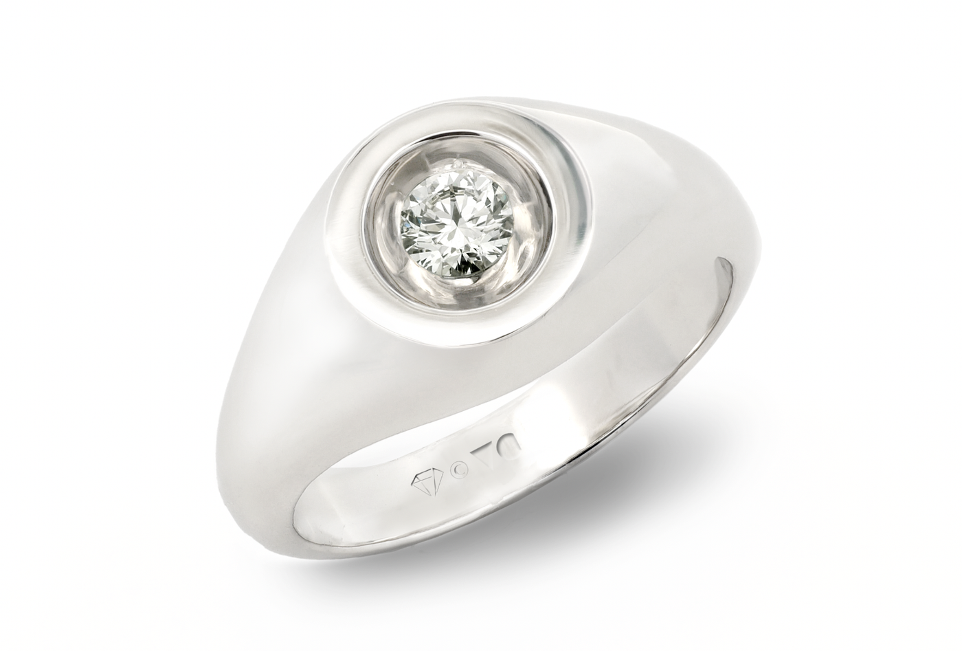 Floeting® Diamond Round Signet Ring in Platinum | 0.34ct

