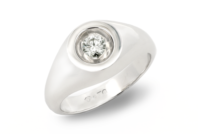 Floeting® Diamond Round Signet Ring in Platinum | 0.34ct
