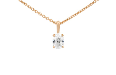 Oval Cut Diamond Solitaire Pendant in 18ct rose gold