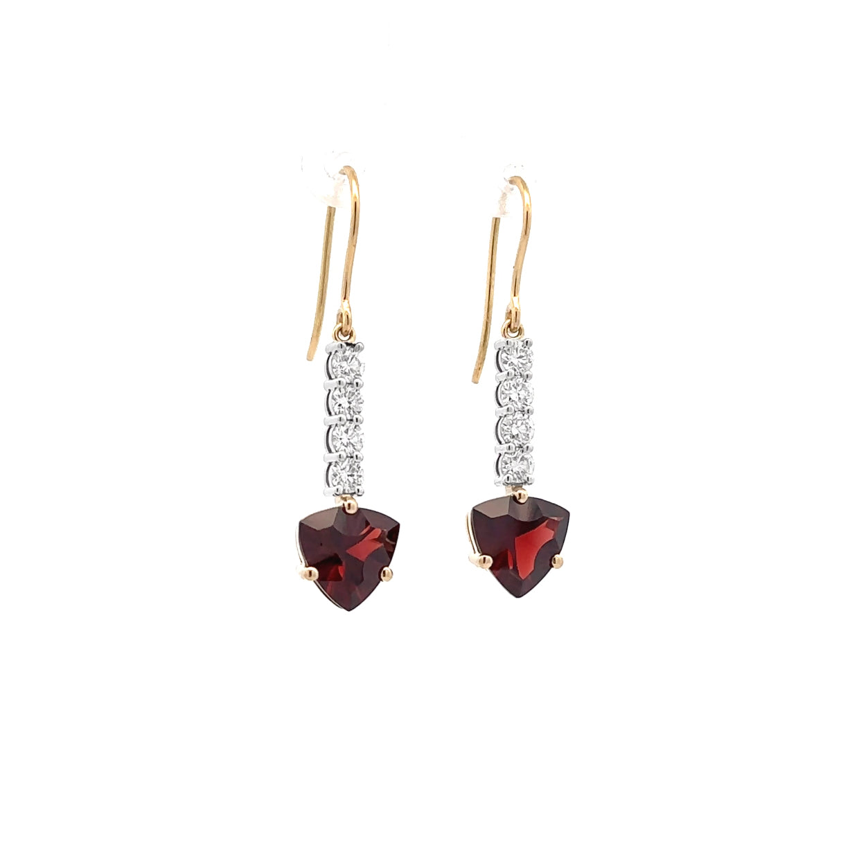 Garnet and Diamond Drop Earrings