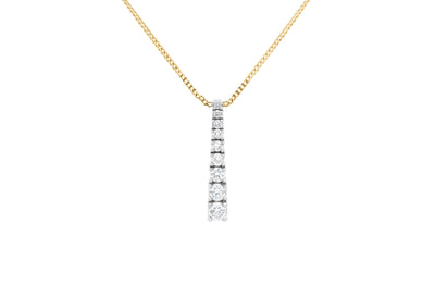 Graduated Diamond Drop Pendant in 18ct Yellow Gold Chain