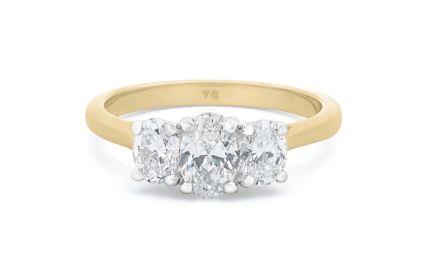 Lotus: Oval Cut Diamond Three Stone Ring