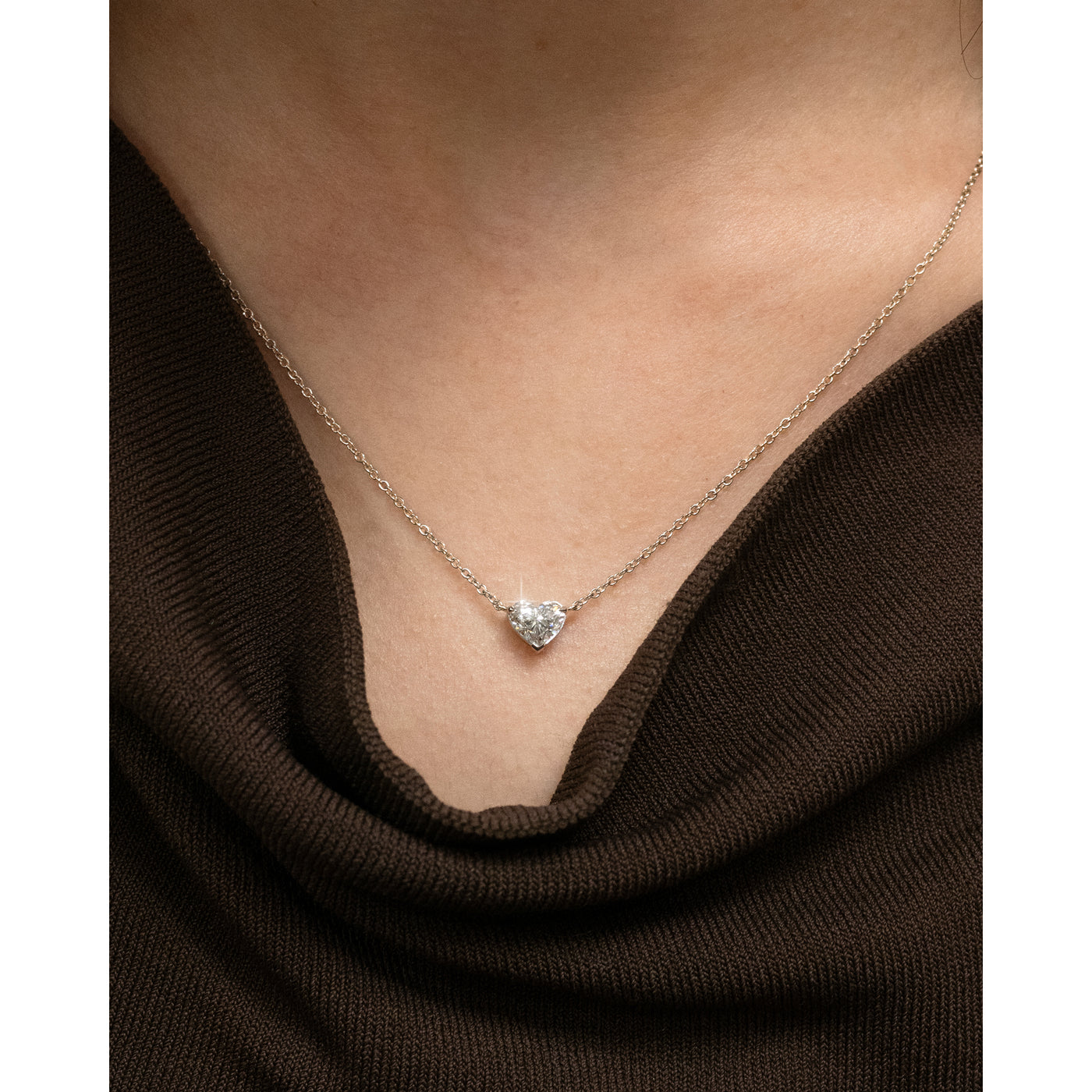 Heart Cut Diamond Pendant in Platinum | 0.90ct D IF