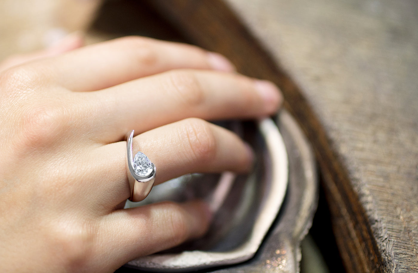 Patai: Pear Cut Diamond Solitaire Ring