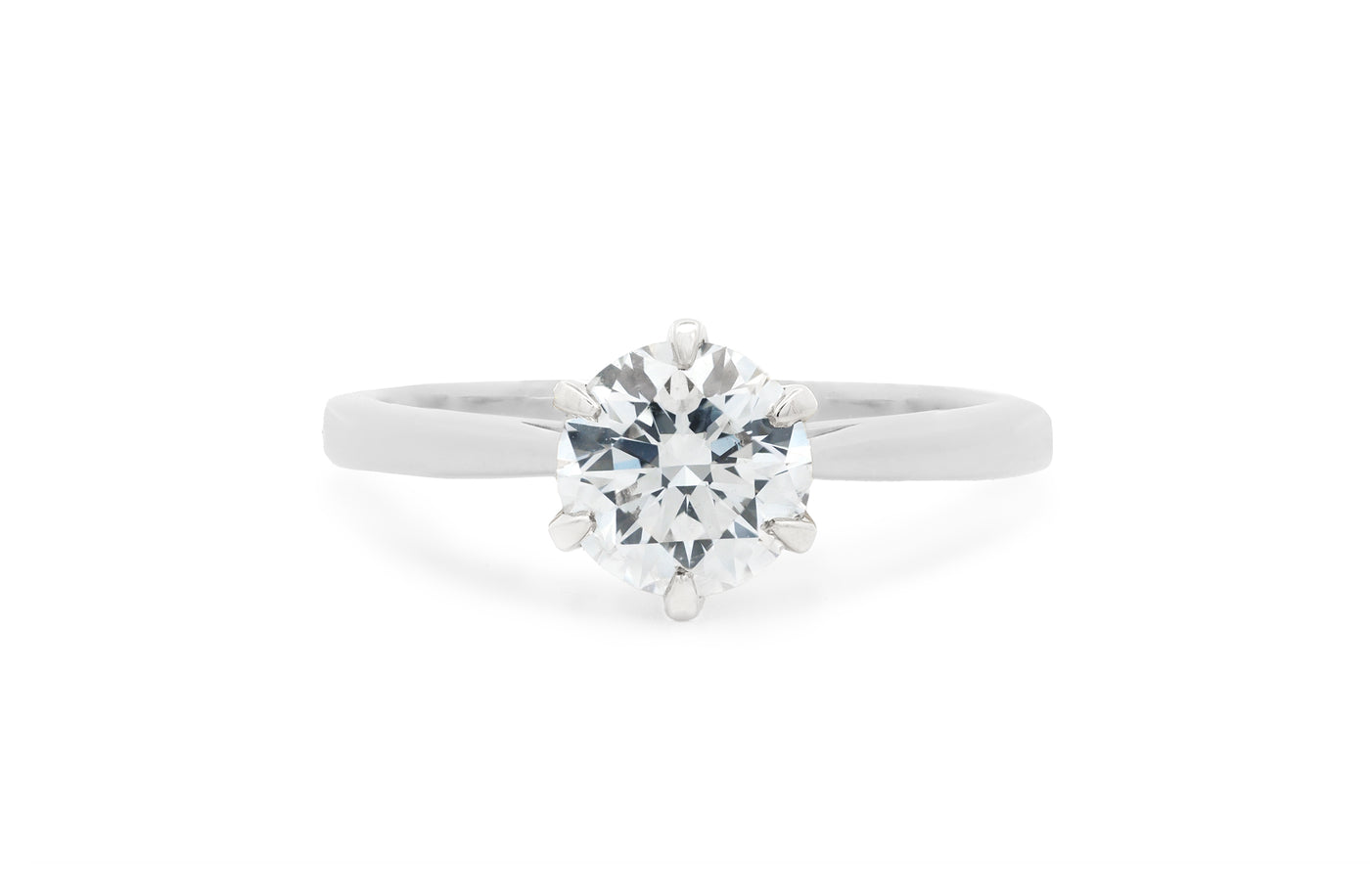 Jolie: Brilliant Cut Diamond Solitaire Ring in Platinum or White Gold