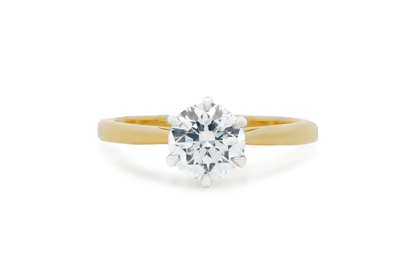 Jolie: Brilliant Cut Diamond Solitaire Ring in Yellow Gold