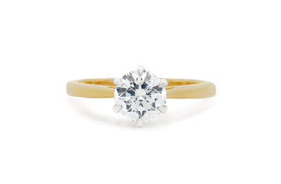 Jolie: Brilliant Cut Diamond Solitaire Ring in Yellow Gold