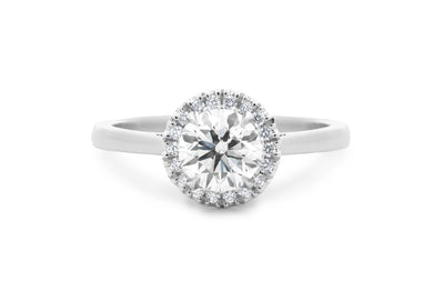 Luminous: Brilliant Cut Diamond Halo Ring in Platinum or White Gold