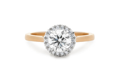 Luminous: Brilliant Cut Diamond Halo Ring in Rose Gold