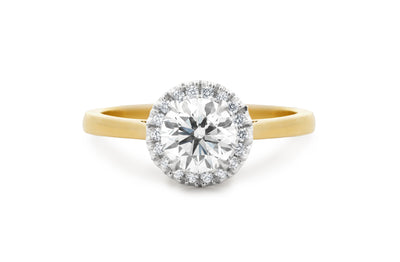 Luminous: Brilliant Cut Diamond Halo Ring in Yellow Gold