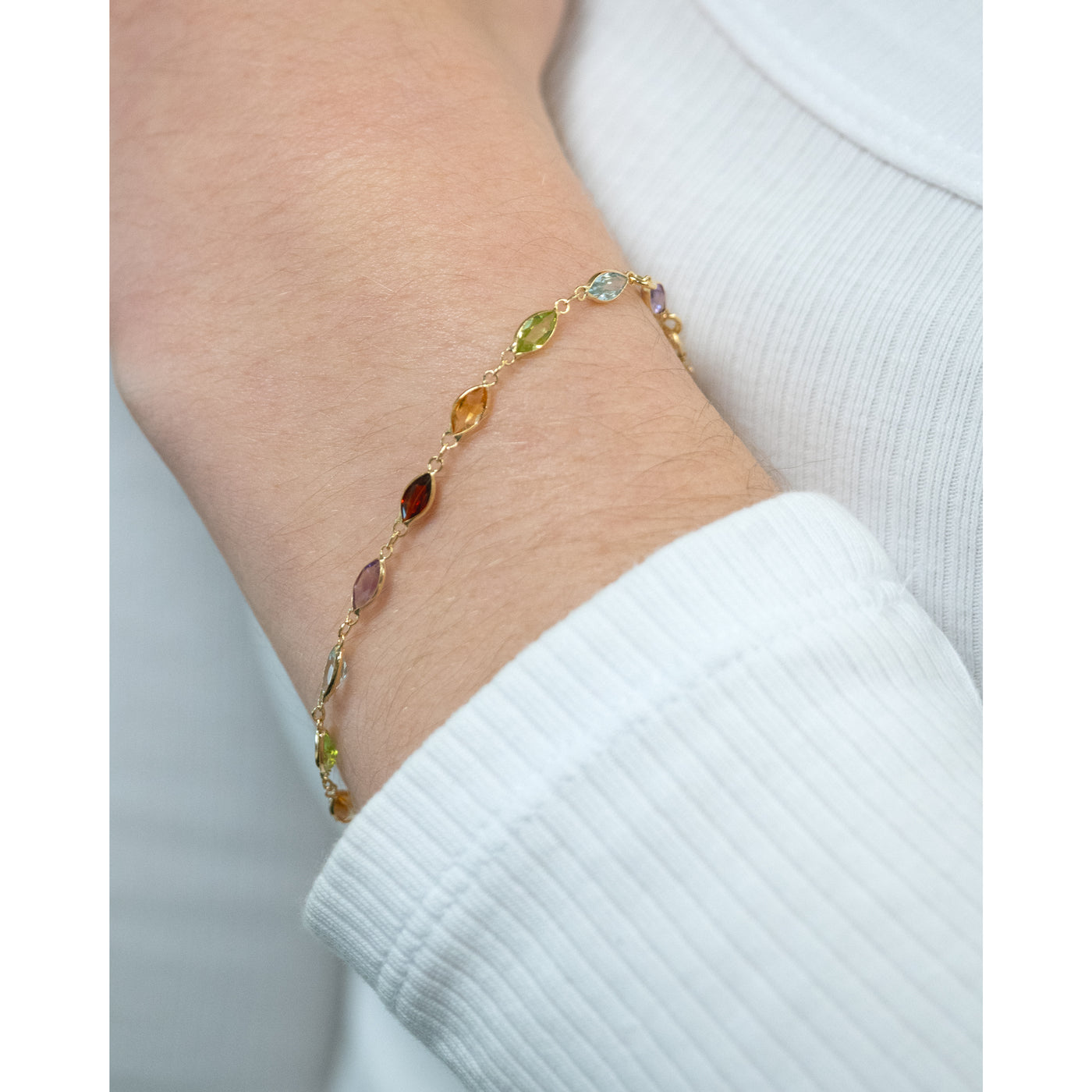 Marquise Cut Coloured Gemstone Bracelet in Gold | 3.50ctw