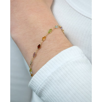 Marquise Cut Coloured Gemstone Bracelet in Gold | 3.50ctw