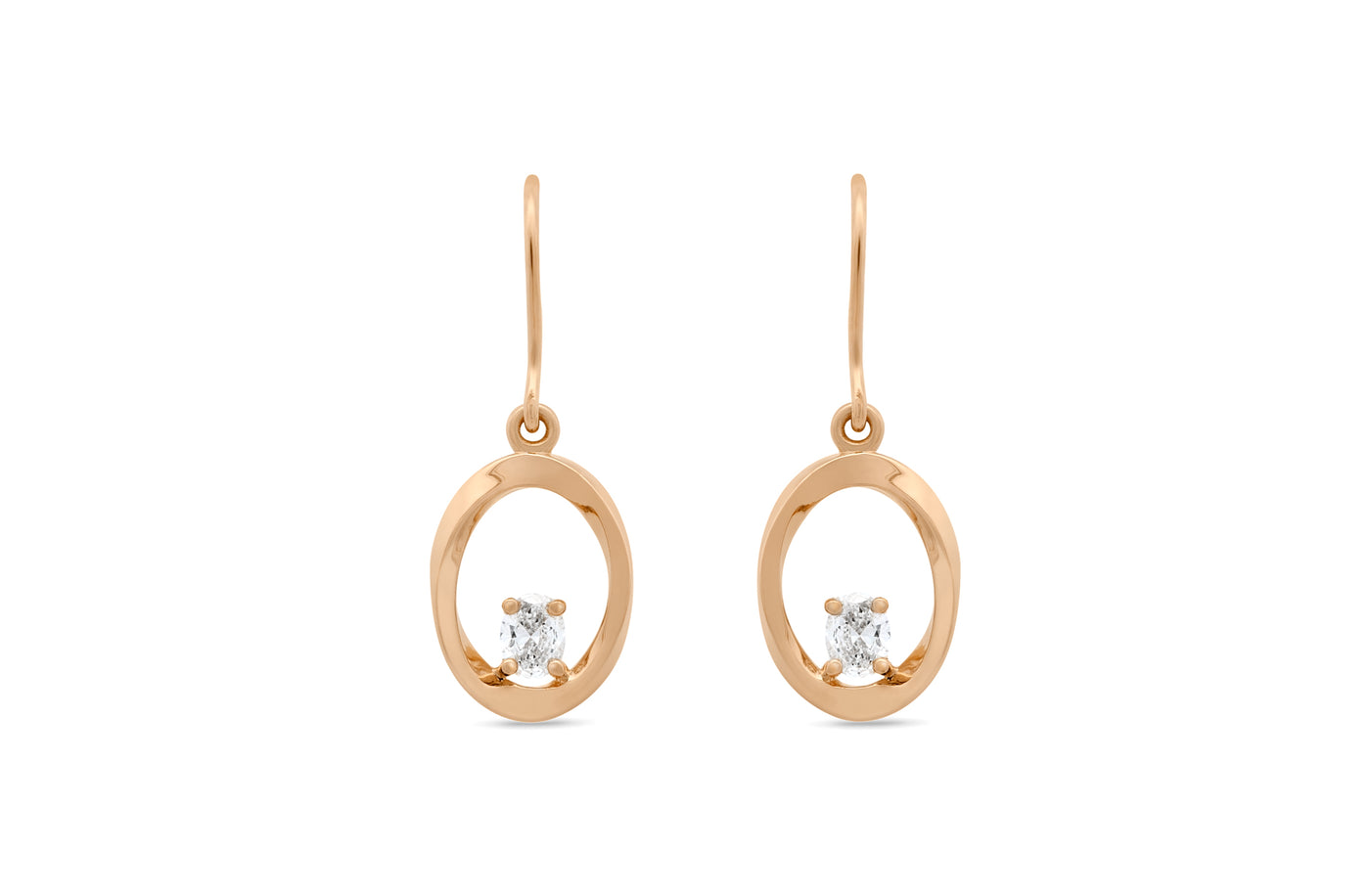 Mobius Twist Oval Cut Diamond Drop Earrings