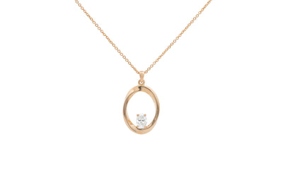 Mobius Twist Oval Cut Diamond Pendant in rose gold