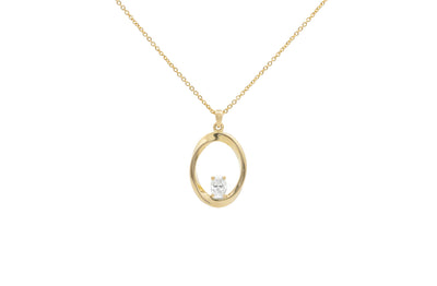 Mobius Twist Oval Cut Diamond Pendant in yelllow gold