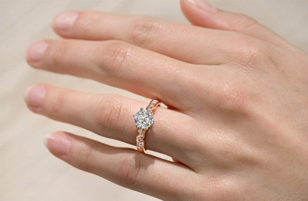 Mockingbird: Brilliant Cut Diamond Solitaire Ring in 18ct Rose Gold and Platinum | 1.20ct
